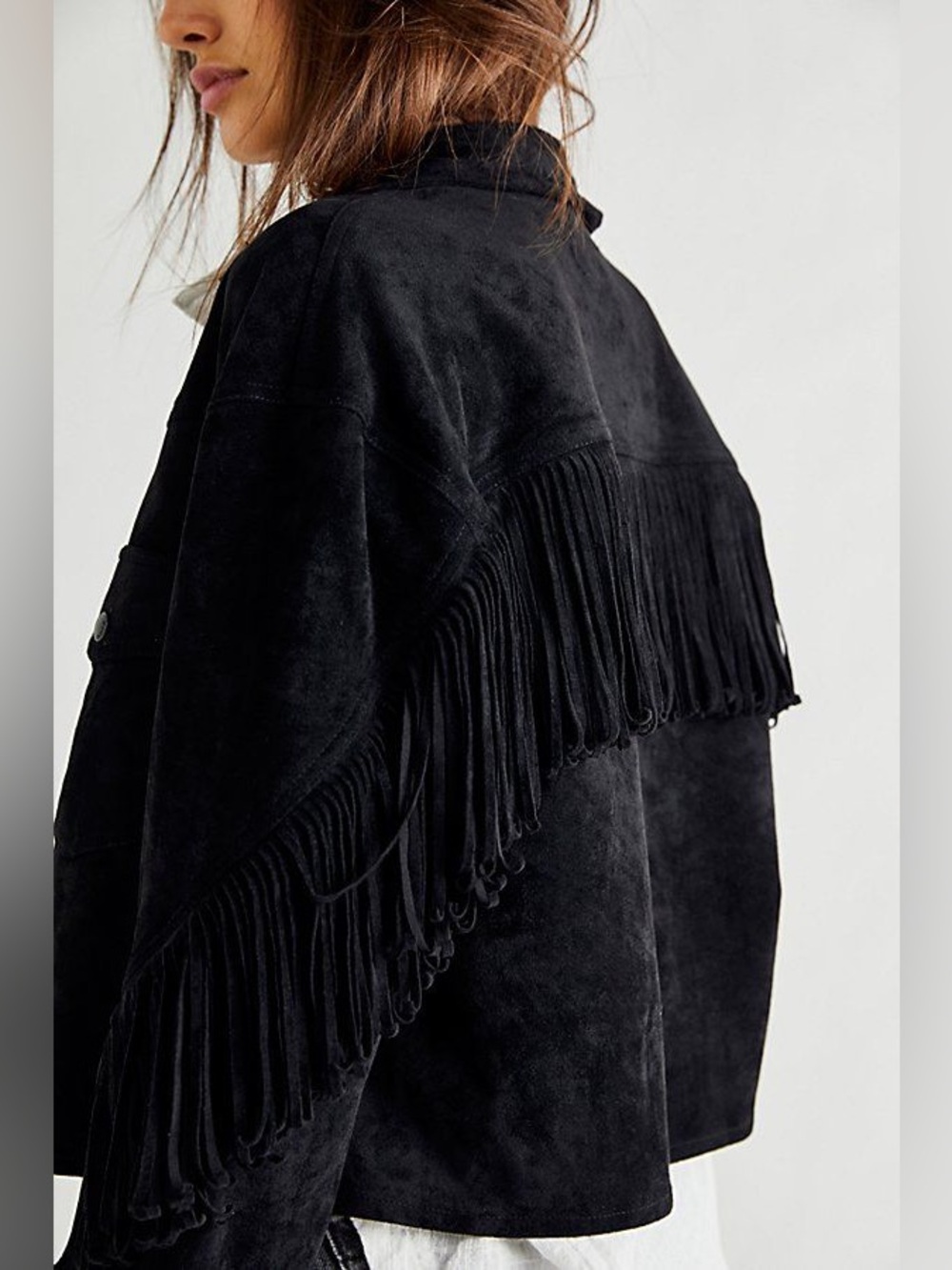 BLANK NYC x FREE PEOPLE Twist and Shout Vegan Suede Fringe Jacket